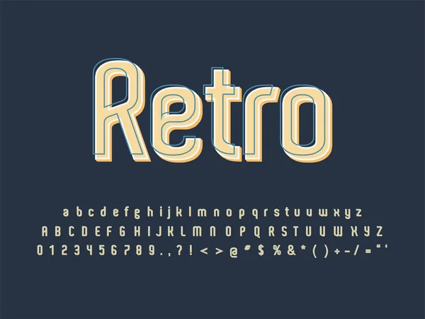 Retro betűtípus és ábécé. Stock vektorgrafikus szemléltetése — Stock Vector