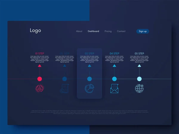 Modello di progettazione infografica vettoriale con cinque opzioni — Vettoriale Stock