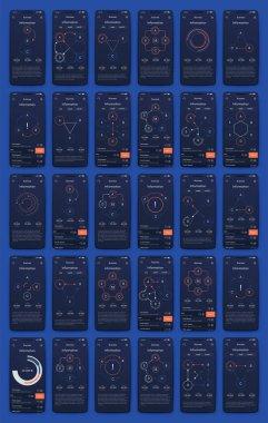 Mobil uygulamalar için farklı Ui, Ux, Gui ekranları ve düz web simgeleri
