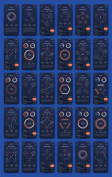 Mobil uygulamalar için farklı Ui, Ux, Gui ekranları ve düz web simgeleri