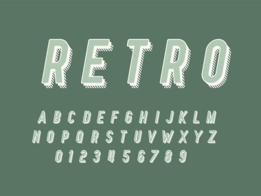 Retro yazı tipi ve alfabe. Stok vektör illüstrasyon