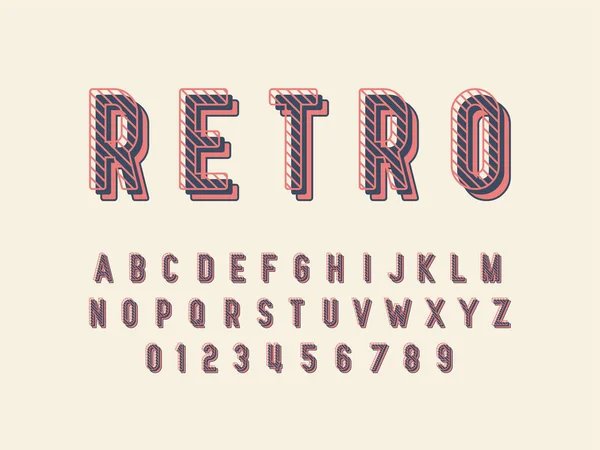 Retro lettertype en alfabet. Stock vector illustratie — Stockvector