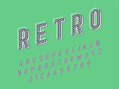 Retro yazı tipi ve alfabe. Stok vektör illüstrasyon