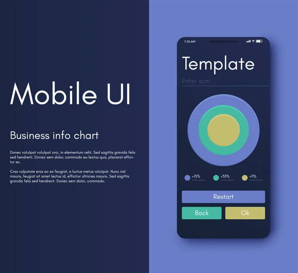 Interface Infográfica Aplicação Móvel Design Ilustração Vetorial Infográficos Para Web — Vetor de Stock