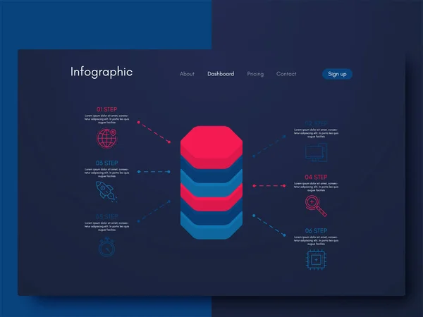 Infográficos Gráficos Vetoriais Modelo Para Criação Aplicativos Móveis Layout Fluxo — Vetor de Stock