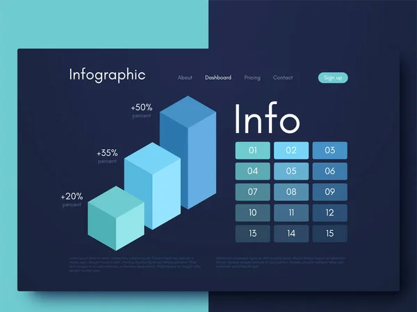 Vektorgrafik. Mall för att skapa mobila applikationer, arbetsflödeslayout, diagram, banner, webbdesign, affärsinfografiska rapporter — Stock vektor