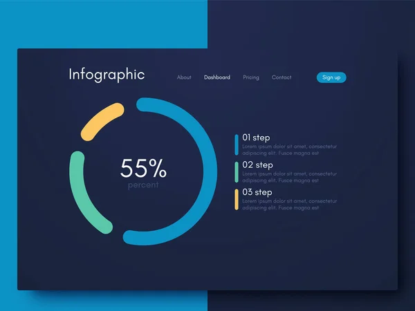 Infografías Gráficas Vectoriales Con Seis Opciones Plantilla Para Crear Aplicaciones — Vector de stock