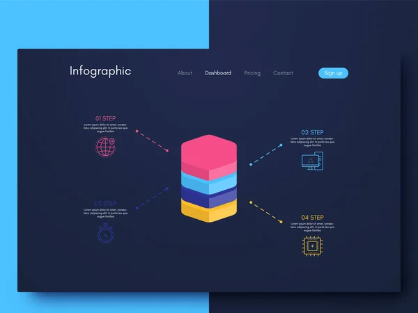 Infografica Grafica Vettoriale Con Sei Opzioni Modello Creazione Applicazioni Mobili — Vettoriale Stock