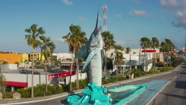 Památník Dominikánské Republiky Modrý Marlin Symbolizuje Rybu Punta Cana Památník — Stock video