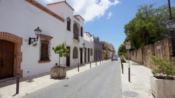 Caminhe Calle Arzobispo Portes Zona Turística Setembro 2020 Santo Domingo — Vídeo de Stock