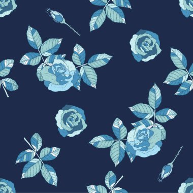 El çizimiyle gül deseni. Pembe, duvar kâğıdı için yüksek detay verdi. Klasik arka planda çiçeksiz desen..