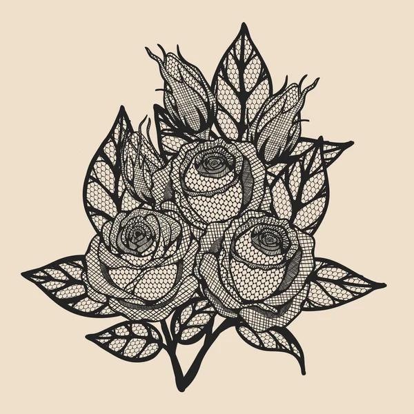 Rose Vector Spitze Von Hand Zeichnen Schöne Blume Auf Braunem — Stockvektor