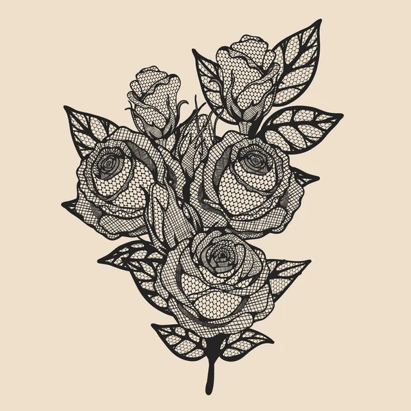 Rose Vector Spitze Von Hand Zeichnen Schöne Blume Auf Braunem — Stockvektor