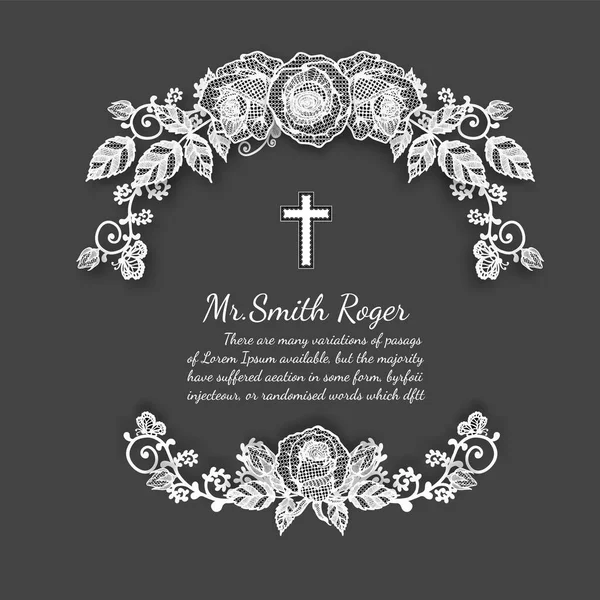Negro Blanco Rosa Tarjeta Funeraria Por Dibujo Mano Flor Arte — Archivo Imágenes Vectoriales