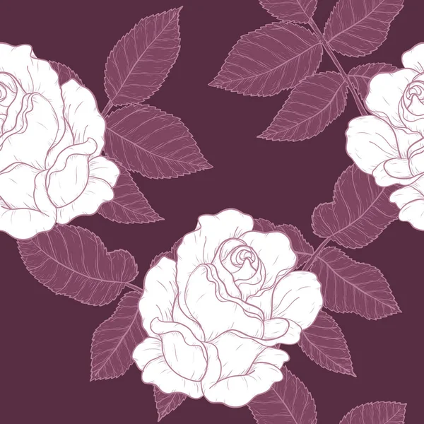 Rose Pattern Hand Drawing Pink Rose High Detail Wallpaper Flower — Stock Vector