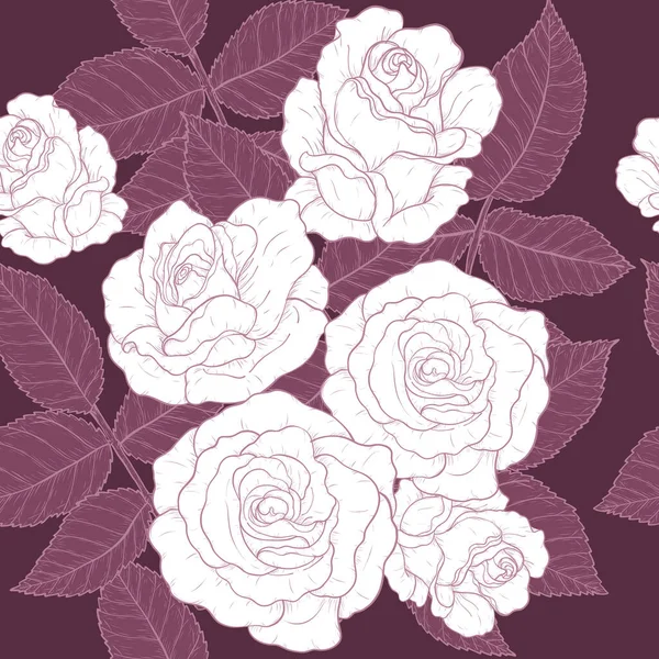 Rose Patrón Dibujo Mano Rosa Rosa Alto Detalle Para Wallpaper — Archivo Imágenes Vectoriales