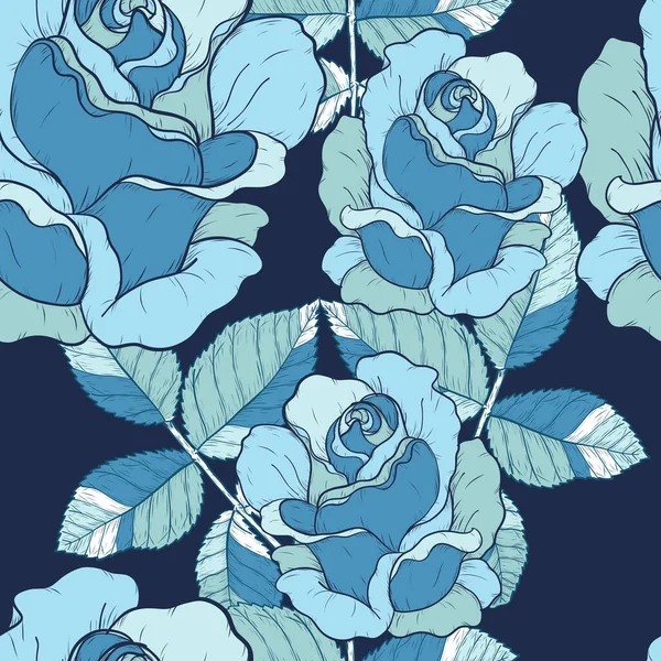 Розовый Рисунок Руки Розовая Роза Высокая Детализация Wallpaper Flower Seamless — стоковый вектор