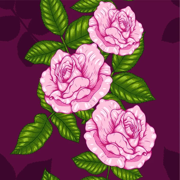 Rose Patrón Dibujo Mano Rosa Rosa Alto Detalle Para Wallpaper — Archivo Imágenes Vectoriales