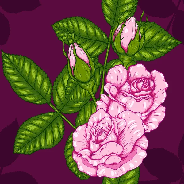 Rose Patrón Dibujo Mano Rosa Rosa Alto Detalle Para Wallpaper — Archivo Imágenes Vectoriales