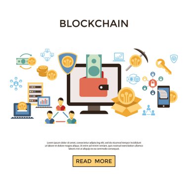 Blockchain paketi örnek cryptocurrency infographics için öğeleri ile dijital vektör hat Icons set