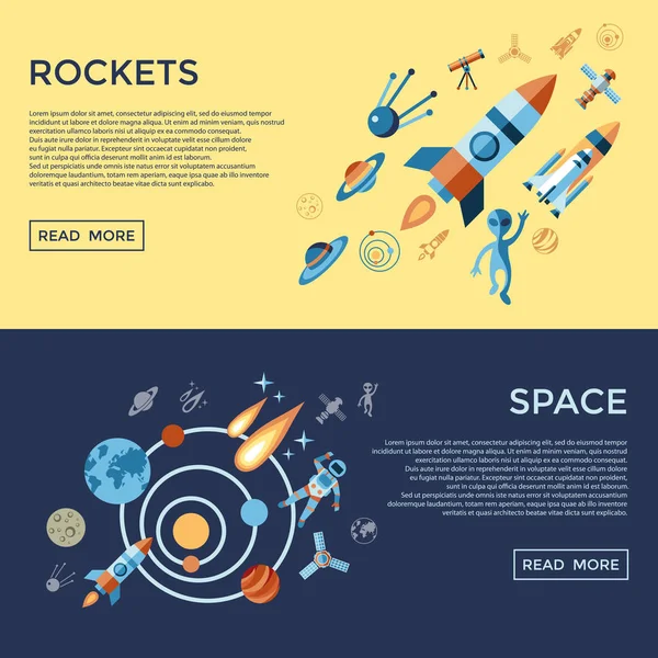 Digitális Vector Vonal Ikonok Beállítása Tér Rakéták Illusztráció Infographics Csillagászat — Stock Vector