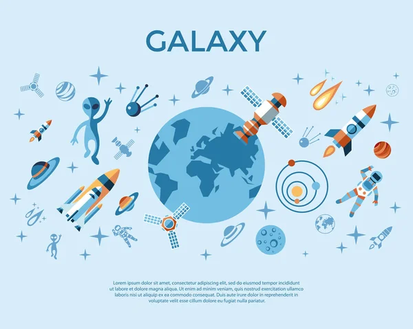Digitális Vector Vonal Ikonok Beállítása Tér Rakéták Illusztráció Infographics Csillagászat — Stock Vector