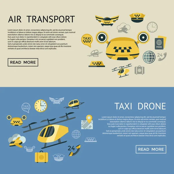 Digital Vector Flying Taxi Drone Icon Set Pack Illustration Simple — Stock Vector