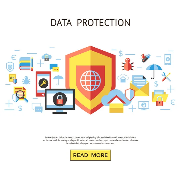 Dati Vettoriali Digitali Sicurezza Protezione Della Privacy Icona Set Pack — Vettoriale Stock