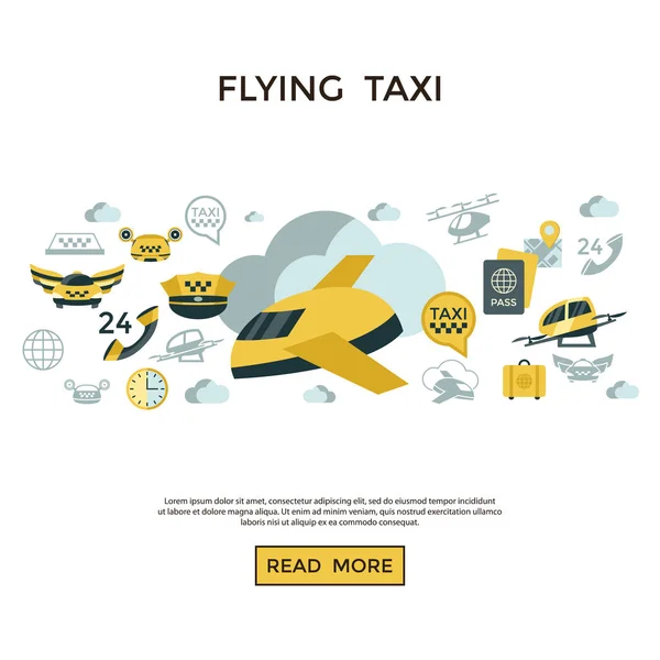 Digital Vector Flying Taxi Drone Icon Set Pack Illustration Simple — Stock Vector