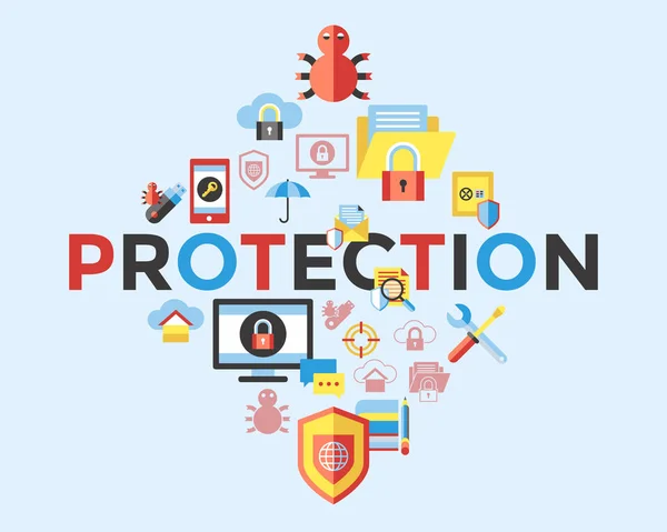 Dati Vettoriali Digitali Sicurezza Protezione Della Privacy Icona Set Pack — Vettoriale Stock