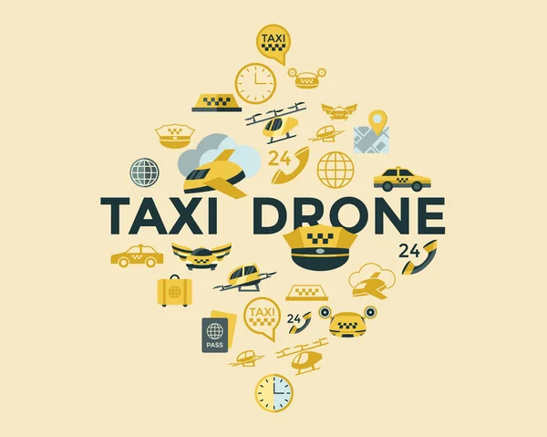 Ilustración Conjunto Iconos Drones Voladores Vectores Digitales Infografías Estilo Plano — Vector de stock