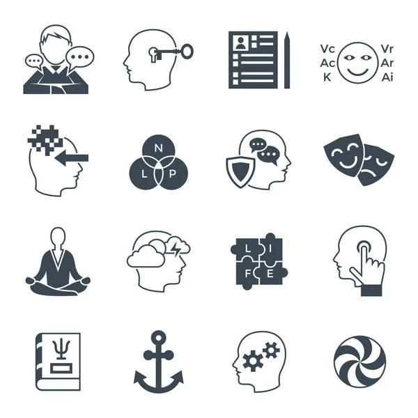 Dijital vektör Nöro linguistik programlama Icon set