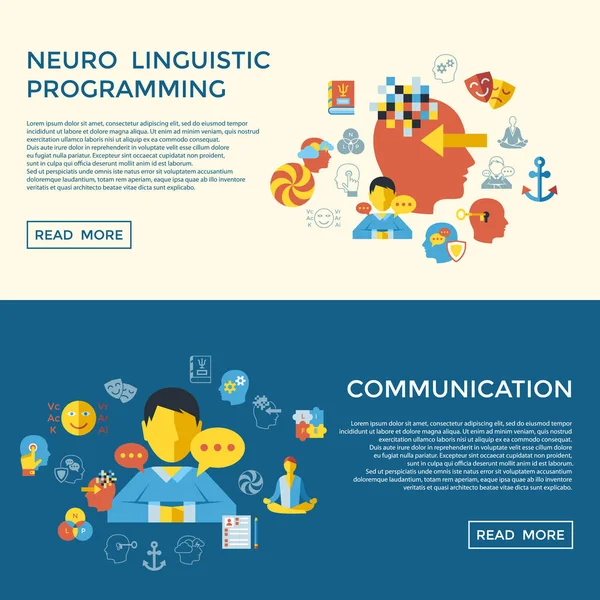 Digitala Vektor Neuro Lingvistisk Programmering Icon Set Infogprahics — Stock vektor