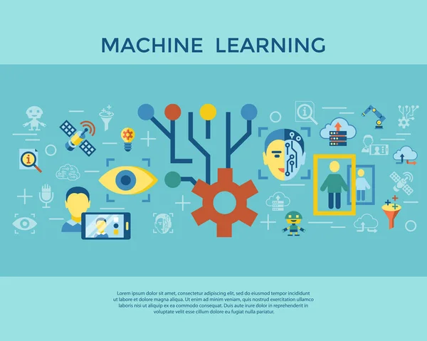 Deep Machine Learning Digitaler Vektor Und Künstliche Intelligenz Setzen Infografiken — Stockvektor