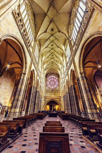 Praga República Checa Marzo 2018 Interior Arquitectura Gótica Catedral San — Foto de Stock