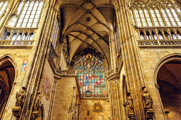 Praga República Checa Marzo 2018 Interior Arquitectura Gótica Catedral San — Foto de Stock