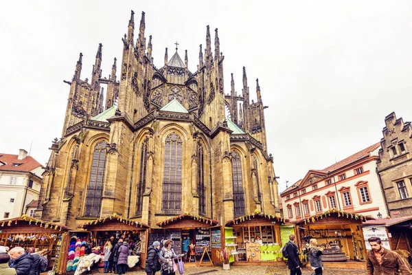 Prag Tschechische Republik März 2018 Vitus Kathedrale Von Außen Einem — Stockfoto