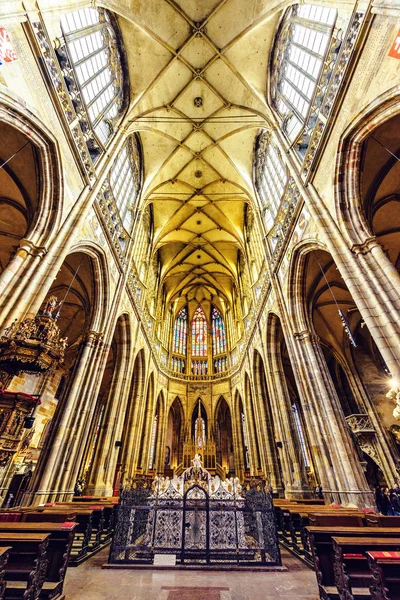 Praga República Checa Marzo 2018 Arquitectura Gótica Interior Catedral San — Foto de Stock