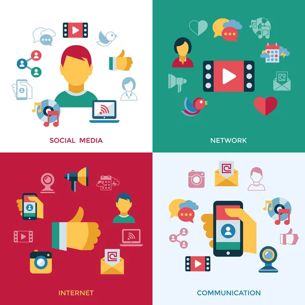Dijital vektör sosyal medya ve iletişim ağ simgesini infographics ayarla
