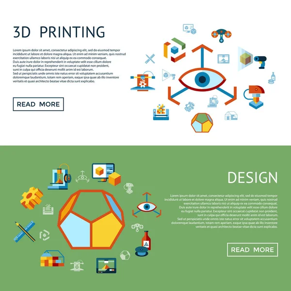 数字矢量3D 印刷制造技术图标集图表 — 图库矢量图片