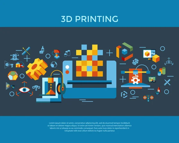 数字矢量3D 印刷制造技术图标集图表 — 图库矢量图片