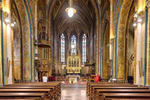 Prague République Tchèque Mars 2018 Intérieur Néo Gothique Basilique Saint — Photo