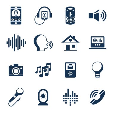 Dijital vektör ses denetimi kullanıcı arabirimini ve yapay zeka simge infographics ayarla