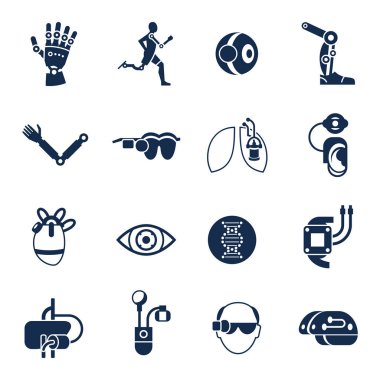 İnfographics dijital vektör biyonik ve yapay zeka Icon set