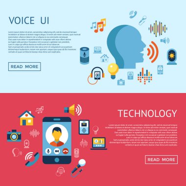 Dijital vektör ses denetimi kullanıcı arabirimini ve yapay zeka simge infographics ayarla