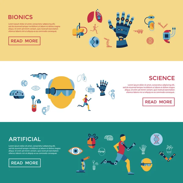 Digitální Vektorové Bionika Umělá Inteligence Sada Ikon Infografika — Stockový vektor