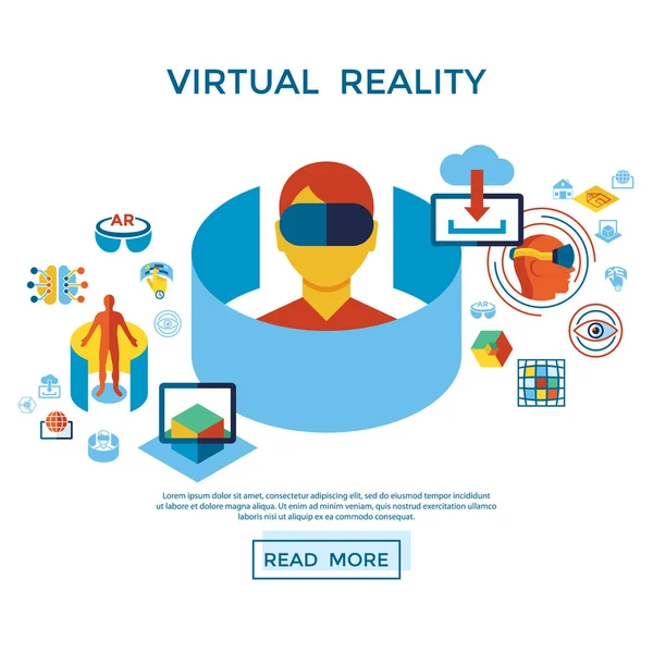 Vetor Digital Ícones Realidade Aumentada Virtual Definir Infográficos — Vetor de Stock