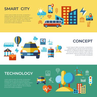 Çizilmiş basit çizgiyi sanat bilgi grafiği, düz stil ile dijital vektör akıllı şehir Icons set