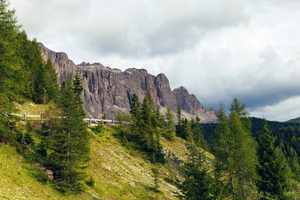 在意大利 绿色森林的白色阳光的神奇白云岩山脉 — 图库照片