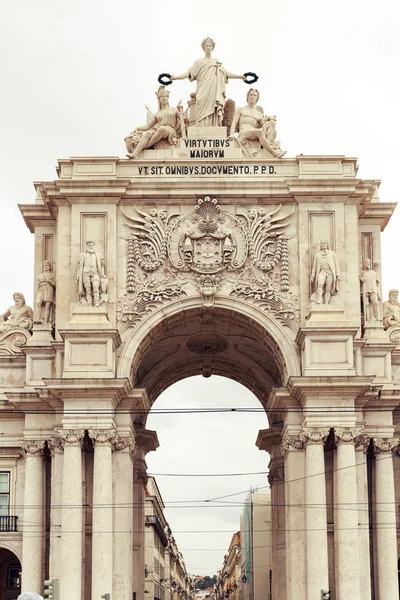 Stone Rua Augusta Arco Trionfo Lisbona Portogallo — Foto Stock